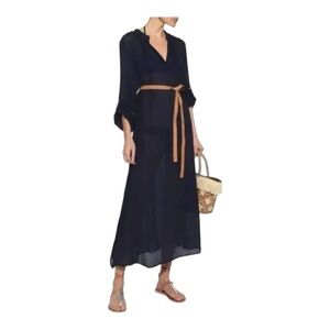Eberjey Summer of Love Haven Maxi Belted Coverup Dress in Black NWT